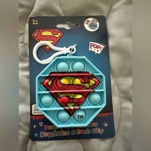 SuperMan Fidget Keychain push pop squishers blue keychain new